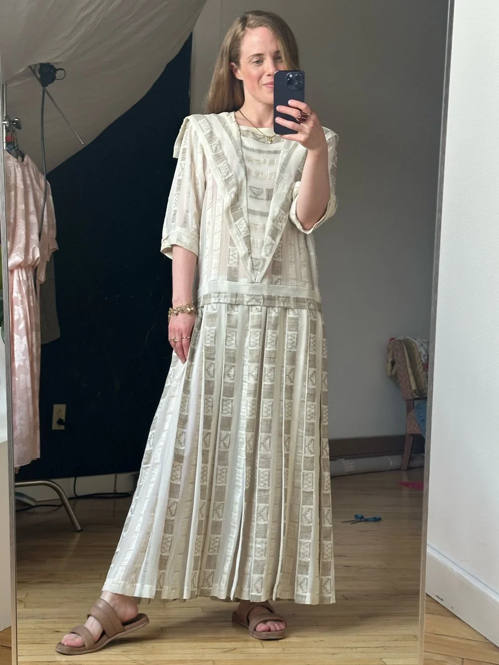 Linda Lundstrom Cream Patterned Maxi Dress - Picture 7 of 11